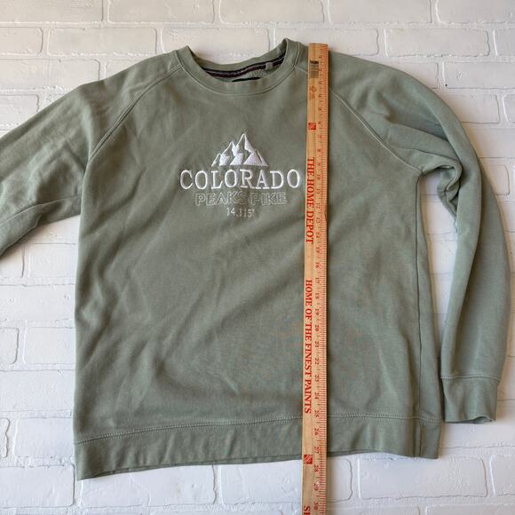 Colorado Peaks Pike Elevation Embroidered Light Green Sweatshirt sz XL - Picture 4 of 5